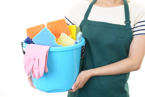 Professional carpet cleaning team at work