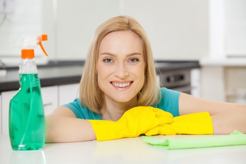 Tile floor being professionally scrubbed