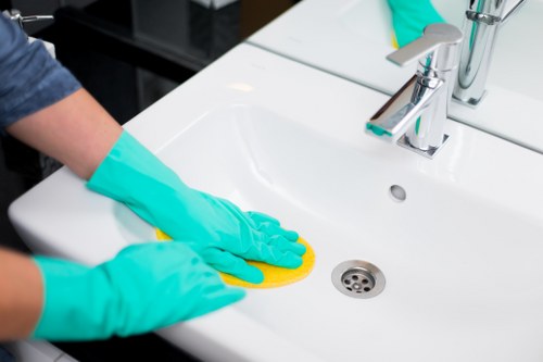 Eco-friendly cleaning solutions being applied
