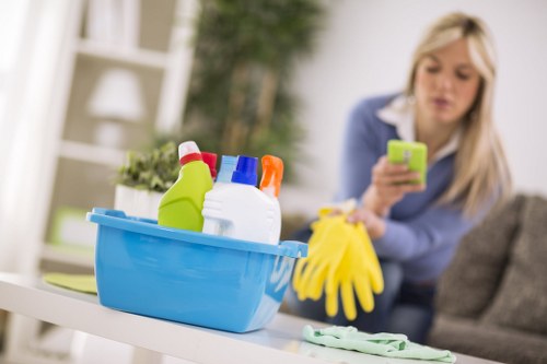 Team of carpet cleaners providing office maintenance